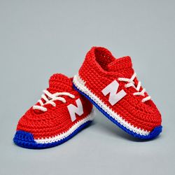 Crochet pattern baby booties inspired NB, crochet sneakers for baby 6-9 months, DIY gift for baby boy girl, baby shoes