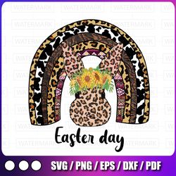 easter rainbow png, happy easter sublimation designs downloads, cheetah leopard rainbow with bunny clipart,
