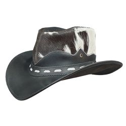 Vintage Cow Hide Cowboy Black Leather Hat