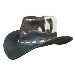 vintage cow hide cowboy black leather hat