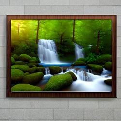 landscape art - waterfall in forest