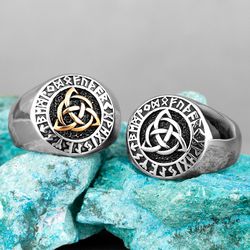 Celtic Knot Ring. Men's Signet Ring. Stainless Steel