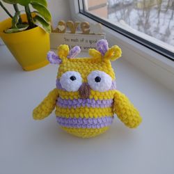 Plush owl toy, stuffed animals, crochet owl, plush baby toys, gift for kids
