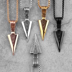 spear necklace, arrowhead necklace, spear pendant, arrow pendant, spear jewelry, mens necklace, mens jewelry, men gift
