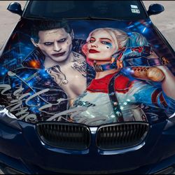Vinyl Car Hood Wrap Full Color Graphics Decal Harley and Joker Sticker