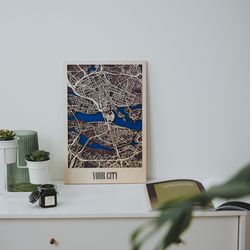 Custom Map Gift, Your City Map, Wood Decor for Home, Wood Map of City, Room Decor, Birthday Gift for Boss, Custom City