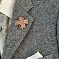 Men's lapel pin bronze color Leather boutonniere for him 3rd anniversary gift, art 3