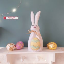 Felt Rabbit Egg Holder Pattern , Easter Table Decorations , Easter Ornaments , Easter Bunny Decor , Felt Pattern