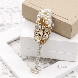Champagne Glass Brooch Handmade Beaded Brooch glass jewelry brooch