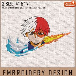 shoto nike embroidery files, nike embroidery, my hero academia, anime inspired embroidery design, machine embroidery de