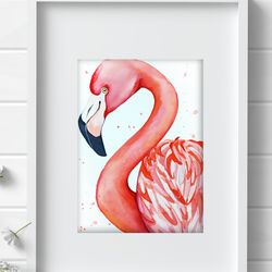 Flamingo birds watercolor, bird painting bird watercolor art by Anne Gorywine