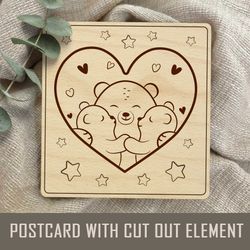 postcard with a cut-out heart insert. mothers day. valentine's day.svg