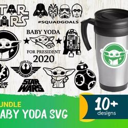 10 BABY YODA SVG BUNDLE - SVG, PNG, DXF, EPS, PDF Files For Print And Cricut