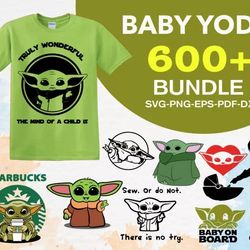 600 BABY YODA SVG BUNDLE - SVG, PNG, DXF, EPS, PDF Files For Print And Cricut
