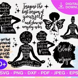 30 BLACK WOMAN SVG BUNDLE - SVG, PNG, DXF, EPS, PDF Files For Print And Cricut