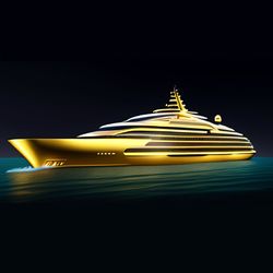 Golden Mega Yacht - boating design - Nautical life || Digital Print || Nautical Decor Art || Digital Download Wall Art