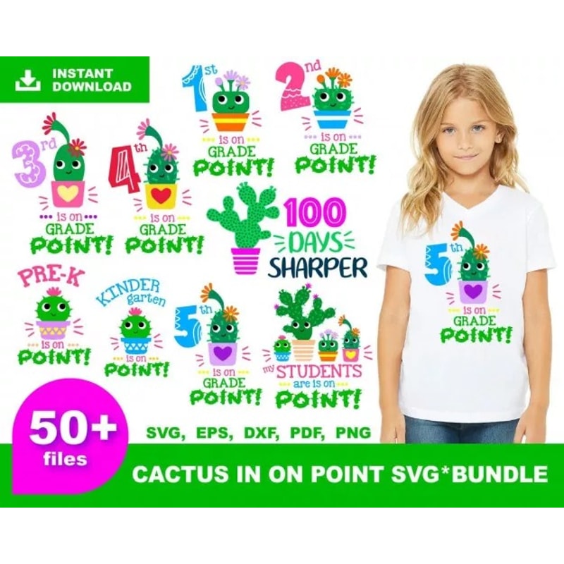 50 CACTUS IN ON POINT SVG BUNDLE - SVG, PNG, DXF, EPS, PDF F | Inspire ...