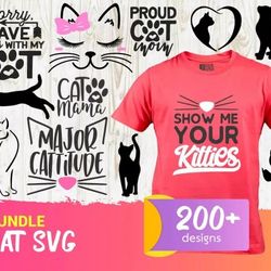 200 CAT SVG BUNDLE - SVG, PNG, DXF, EPS, PDF Files For Print And Cricut