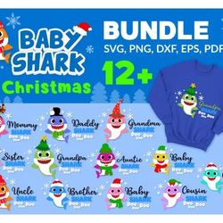 12 CHRISTMAS SHARK SVG BUNDLE - SVG, PNG, DXF, EPS, PDF Files For Print And Cricut