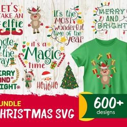 600 CHRISTMAS SVG BUNDLE - SVG, PNG, DXF, EPS, PDF Files For Print And Cricut