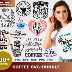 300 COFFEE SVG BUNDLE - SVG, PNG, DXF, EPS, PDF Files For Print And Cricut