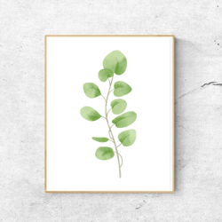 Green Leaf Printable Wall Art Botanical Print Minimalist watercolor art Instant Download 16x20/8x10