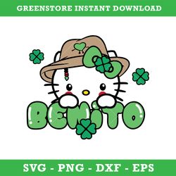 Benito Hello Kitty Svg, St. Patrick's Day Svg, Hello Kitty Svg, Bad Bunny Svg, Png Dxf Eps, Instant Download