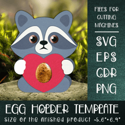 raccoon chocolate egg holder template svg