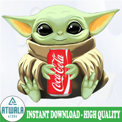 baby yoda with coca cola png, baby yoda png, sublimation ready, png files for sublimation