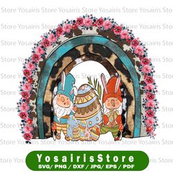 easter gnomes rainbow png sublimation design, easter sublimation png, easter day png, easter gnome png, easter rainbow