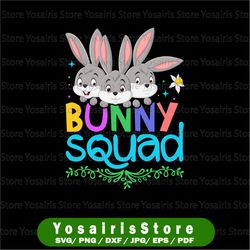 bunny squad, easter svg png, cute easter digital download, diy easter shirt, easter bunny ears cut files for cricut