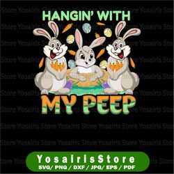 hanging with my peeps png, easter bunny png, bunny carrot hanging printable, sublimation, hanging with my peeps