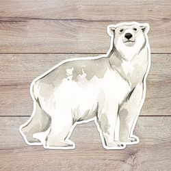 watercolor polar bear sticker, waterproof vinyl decal, great gift for animal lovers