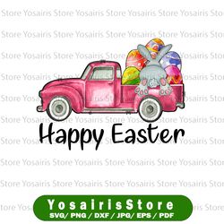 happy easter pink truck with bunny png, sublimation design, easter sublimation png, easter truck png, easter bunny