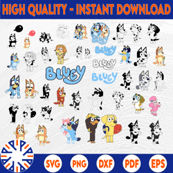 bluey svg bundle | bluey svg | bluey birthday | bluey party supplies | bluey birthday decorations |png|eps|dxf| digital