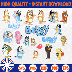 bluey svg bundle | bluey svg | bluey birthday | bluey party supplies | bluey birthday decorations|png|eps|dxf| digital