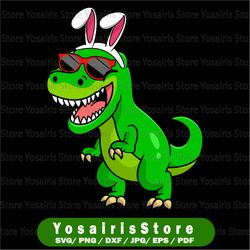 t rex svg, easter dinosaur svg, bunny saurus, kid, boy, girl, easter shirt design, egg hunt, svg, dxf, png, cricut