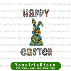happy easter png file, easter png, png, bunny png, sunflower, western design, digital download, sublimation design