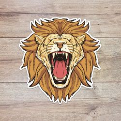 roaring lion sticker, waterproof vinyl decal, great gift for animal lovers