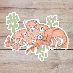 sketched red panda sticker, waterproof vinyl decal, great gift for animal lovers