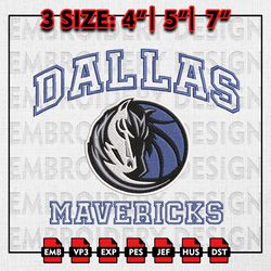 NBA Dallas Mavericks Embroidery Files, NBA teams, NBA Mavericks Embroidery Designs, Machine Embroidery Designs