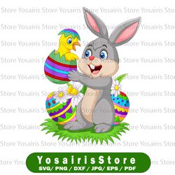rabbit holding a baby chick png, easter bunny clipart, easter clip art, easter chick clipart, easter eggs png