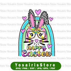 Easter Day Png, Cute Bunny Face Tie Dye Glasses Rainbow Png,  Easter Bunny Png, Easter Png, Bunny Png, Easter party Png
