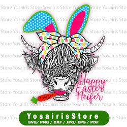 happy easter heifer png, funny highland cow heifer png, happy easter heifers print file, easter cow clipart, happy