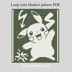 Loop yarn Pikachu blanket pattern PDF