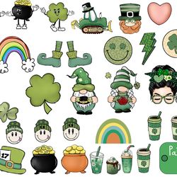 st. patricks day clipart shamrock leaf png patrick gnome sublimation bundle