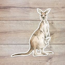 mom and joey kangaroo sticker, waterproof vinyl decal, great gift for animal lovers