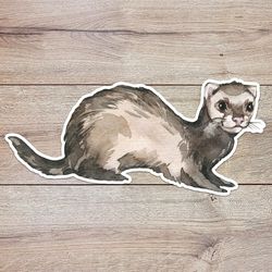 watercolor ferret sticker, waterproof vinyl decal, great gift for animal lovers