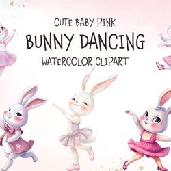 05 files of cute bunny pink dancing png pink bunny sublimation design