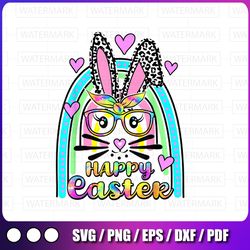 easter day png, cute bunny face tie dye glasses rainbow png,  easter bunny png, easter png, bunny png, easter party png